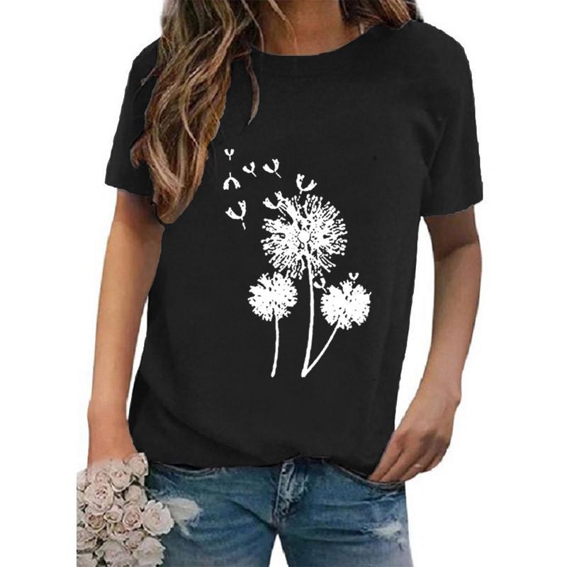 Women's Trend Round Neck Printed Fashion Short Sleeved T-shirt for Women Shirt