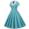 Vintage Plaid Dress With Piping And Pockets For Elegant Office Parties