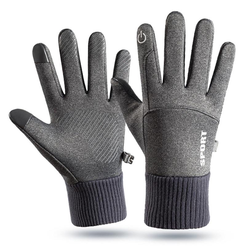 Outdoor Windproof Warm Gloves for Unisex Cycling Running Anti Cold Fleece Lining Waterproof All Finger Gloves Skiing Accessories