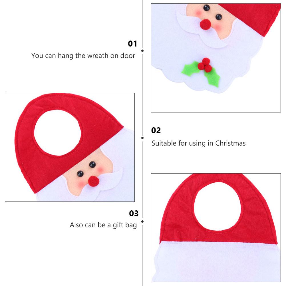 2Ps Christmas Door Ring Hanging Ornament Santa Claus Gift Bag Wood Material Home Decor Party Decoration Candy Holder Christmas