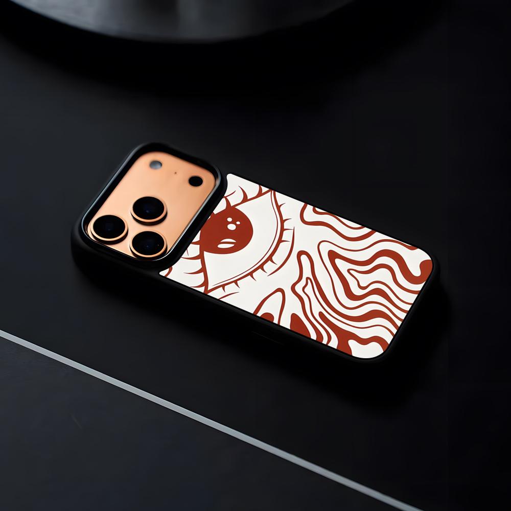 

Abstract Eye Shapes Phone Case For IPhone 17 16 15 14 13 12 Pro Max Plus Black Frame Hard Shell iPhone 13 Pro
