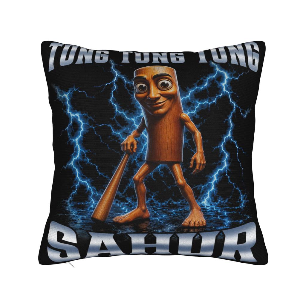 Povlak na polštář Tung Tung Tung Sahur John Pork Meme Brainrot Design Potah na polštář pro kancelář, auto, domácí dekorace Nové povlaky na polštáře