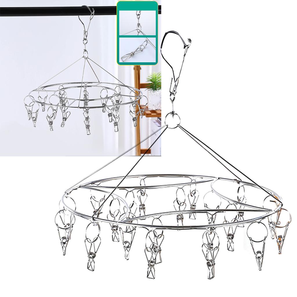 Clothes Drying Hanger Stainless Steel Multi Clip Laundry Drip Hanging Rack for Underwear Socks Hat