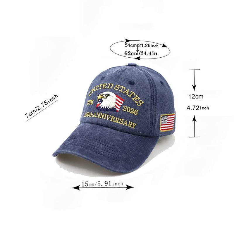 USA 250th Anniversary Eagle Embroidered Baseball Cap Men Women Patriotic Adjustable Cotton Dad Hat Sun Cap for Men Women Adults