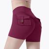 Fitness Sports Tooling Shorts Women's High Waist Tight Body Hip Lift Pocket Three-point Pants Nude Yoga Shorts