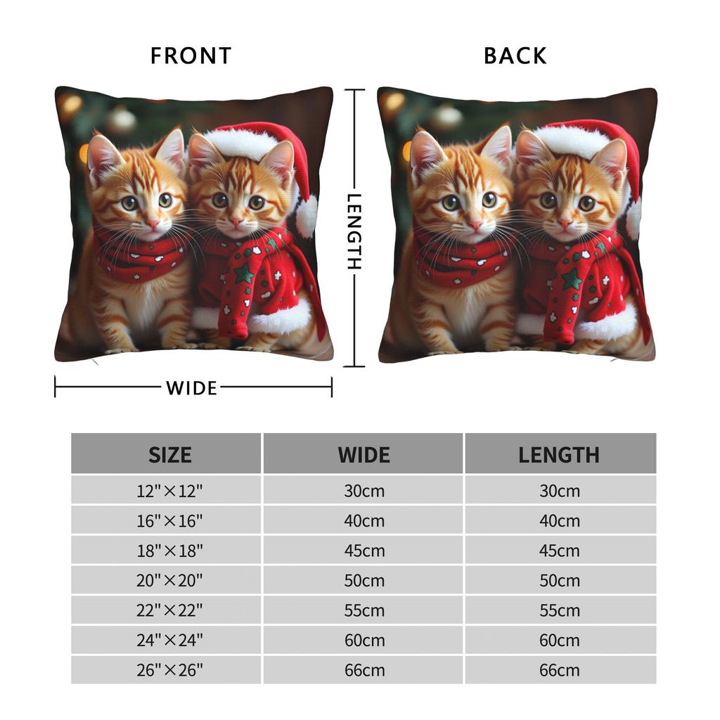 Pillow Cover Christmas Kittens (2)  Cute Funny Pillow Case For Sofa Couch Bed Living Room Pillowcases