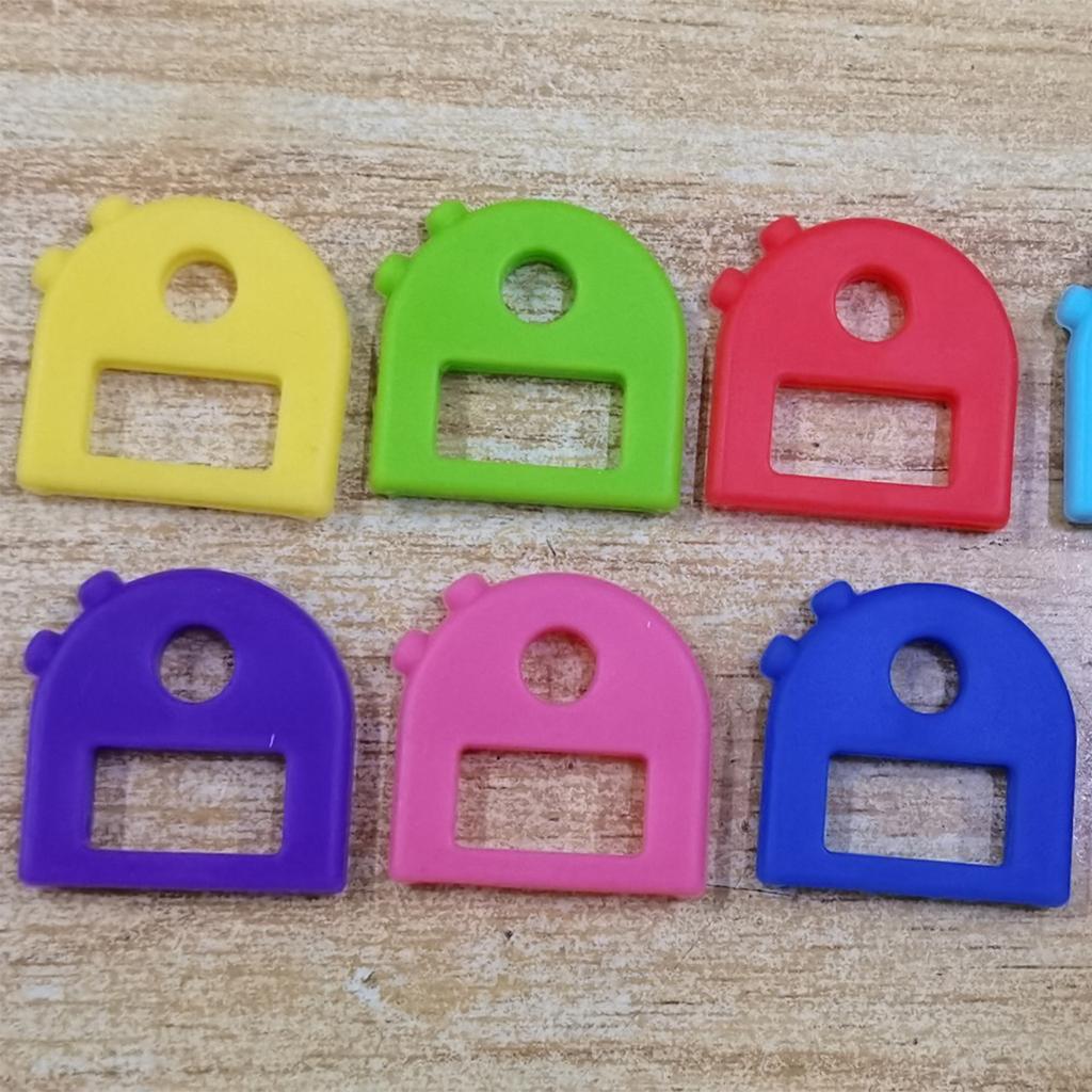 8pcs Colorful Plastic Key Covers Set for Easy Identification with Round and Semi Round Shapes in Vibrant Colors