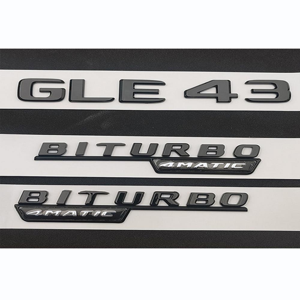 

1 Set Car Trunk 3D Badge Rear Sticker Logo For Mercedes Benz GLE43 AMG W167 W166 GLE43 Biturbo 4matic Logo Automotive accessory