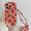 Strawberry Fruit Wrist Chain Phone Case For Motorola Moto Edge 50 Fusion Pro Ultra G84 G14 G75 G35 G05 G15 G22 G24 G54 G34 E13