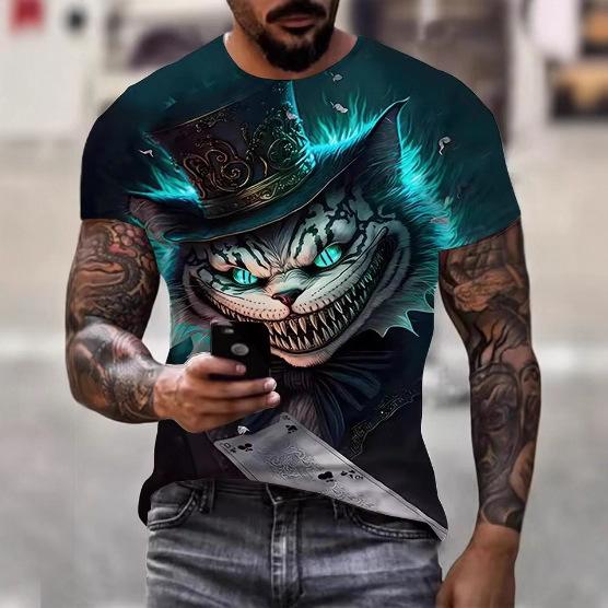 Novel Owl Pattern 3D Printed Crew Men's T-Shirt Summer Animal Oversized Shirt Men's Anime