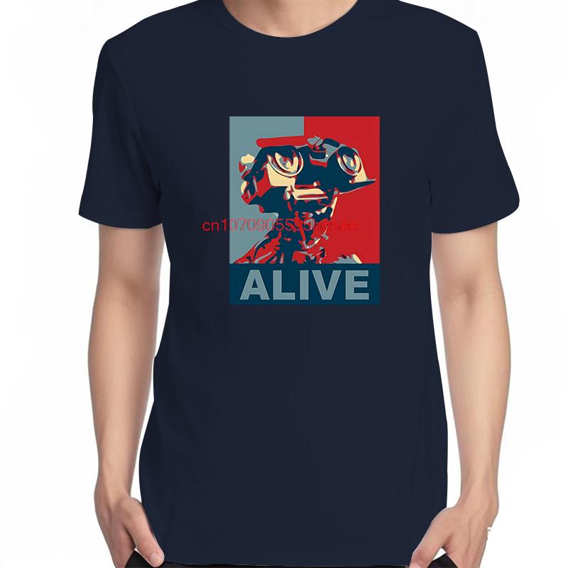 Funny Shirts Graphic Tee Johnny Number 5 Short Circuit Alive Lebt Nummer Robot Retro Short Sleeve Tee Cotton Printed Tshirt