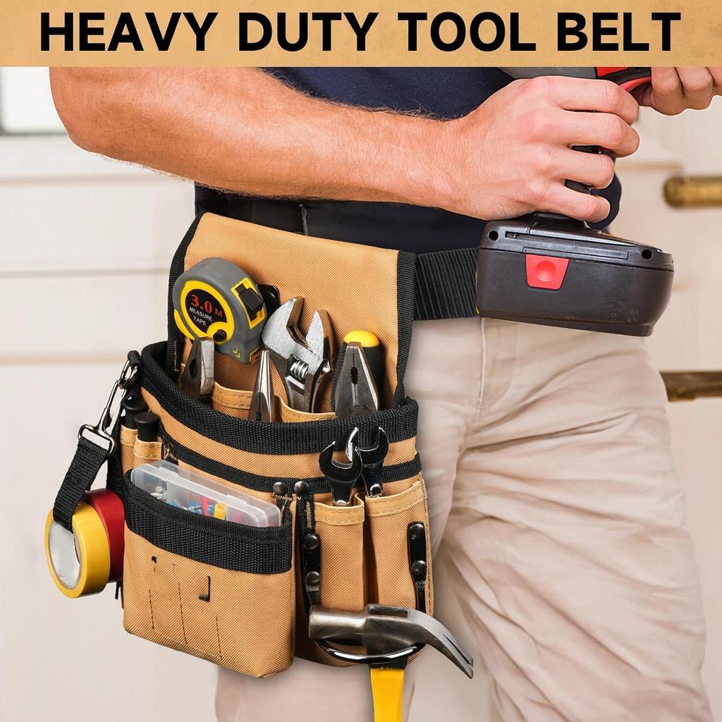 Tool Belt Featuring Detachable Bags And Wide Belt Reduces Fatigue Reinforced Fabric Tool Pouches Adjustable