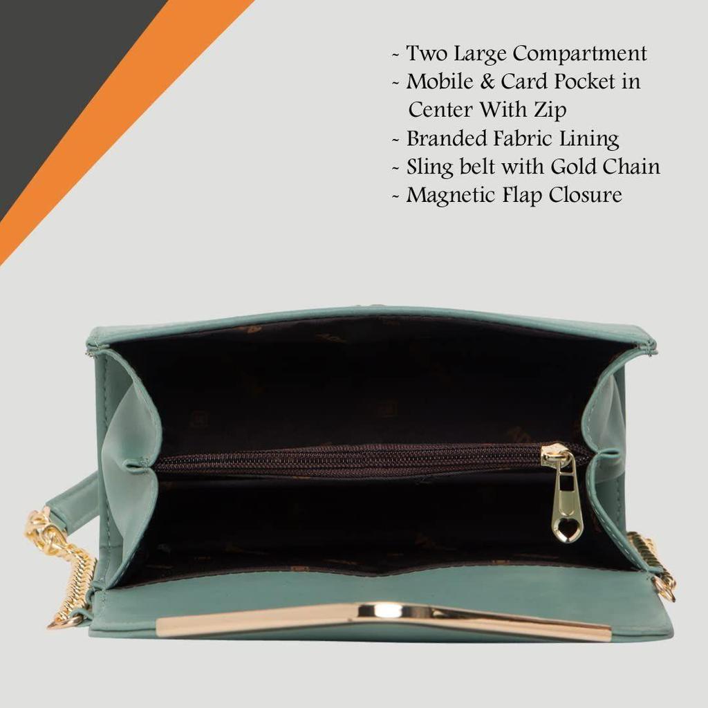 Dámská dívčí kabelka crossbody s klopou do V a zlatým řetízkem