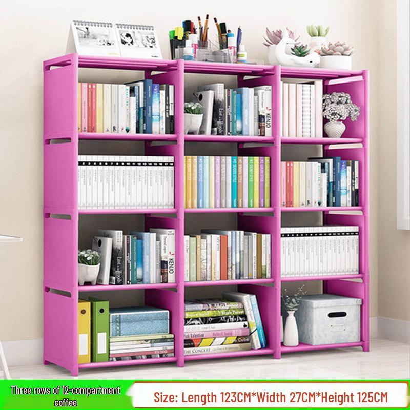 Best-Selling Multi-Layer Bookshelf: Three-Column Steel Pipe Bookcase for Home Storage & Student Organization