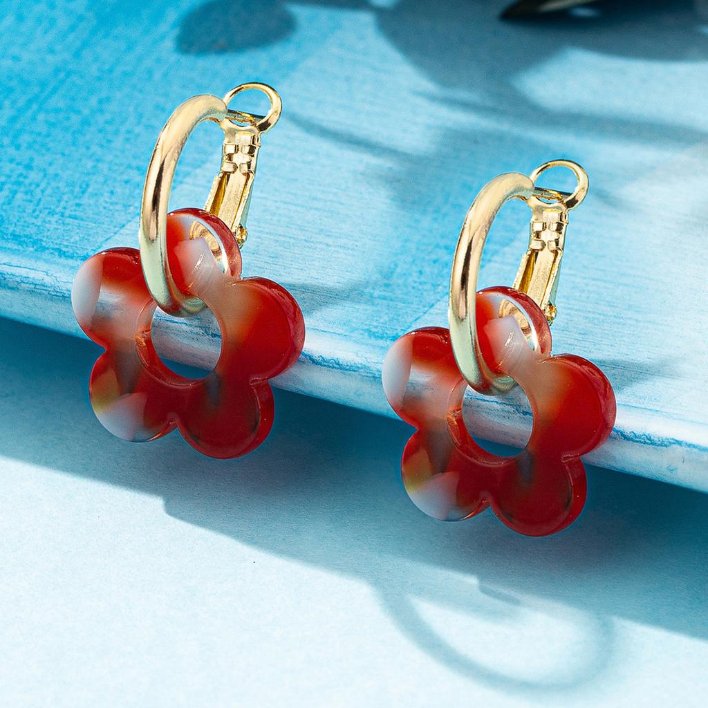 Fashion Exaggerated Flower Earrings Women'S Niche Design Sense Color Temperament Elegant Versatile Earrings