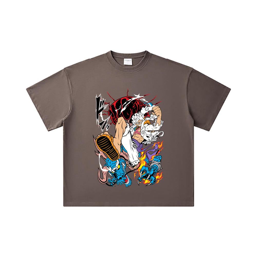 260 GSM Double Yarn 32 Count 100% Cotton One Piece V7 Luffy Kaido Print Unisex Heavy Cotton T Shirt