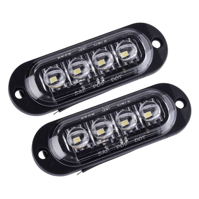 2pcs Clear Lens White LED Side Marker Clearance Light Indicator FIT For 12V-24V Trailer Truck MULTI