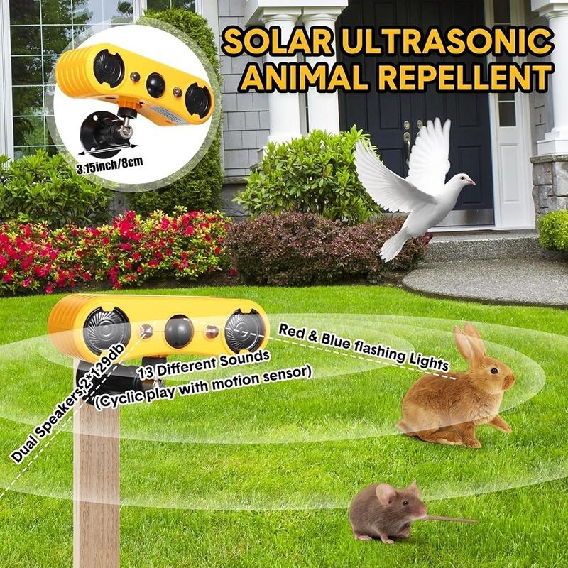 Outdoor Waterproof Solar Motion Alarm Detector Infrared Detector 130dB 13 Sound Siren Alarm Lights, Security Alarm Sensor