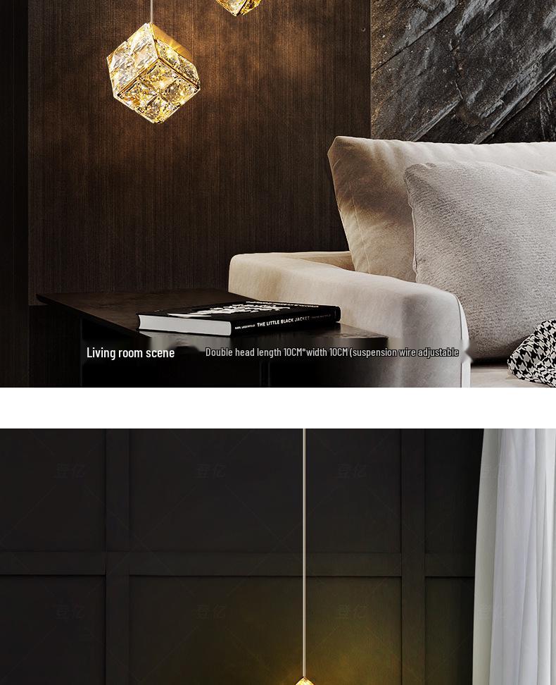 Modern Minimalist Crystal Pendant Light for Bedroom, Study, Bar, or Staircase