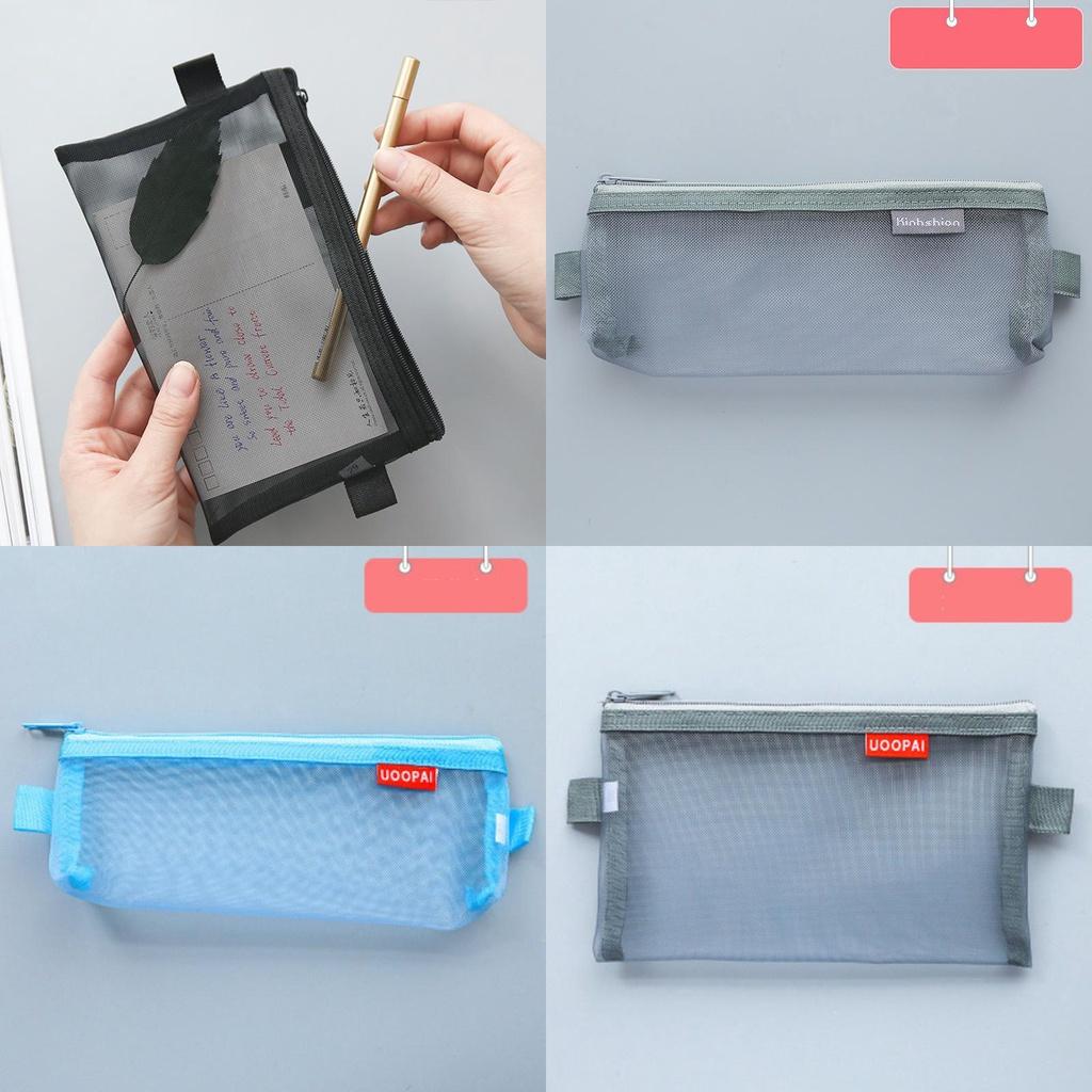 Transparent Mesh Pencil Bag For Students With Large Capacity Storage**