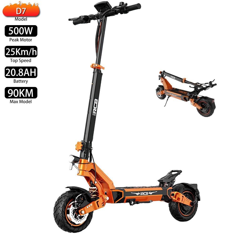 Elektrikli Scooter Katlanabilir KOOLUX 10" 500W Motor Maksimum Hız 25Km/s 48V 20.8AH Maksimum Menzil 90Km Yük 150Kg Turuncu D7
