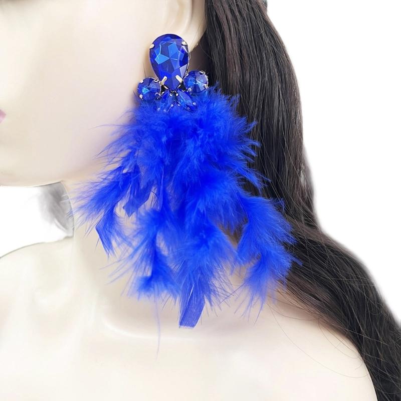 Hypoallergenically Feather Crystal Earrings Lightweight Alloy Long Drop Jewelry Ear Accessories for Women Gift