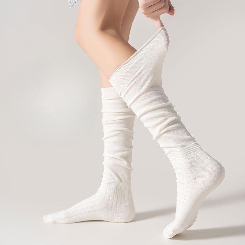 Lady Spring and Autumn Elderly Yuezi Loose Mouth Long Tube Pile Pile Cotton Socks