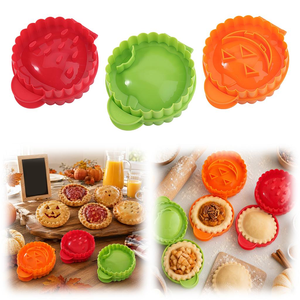 Halloween Mini Hand Pie Maker Moulds Pie Cutter Sealer Pocket Pastry Press Fall Baking Tool 3 Pcs for Party