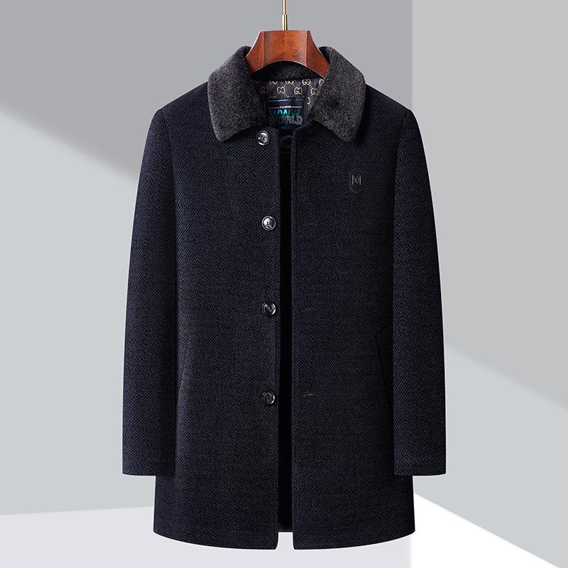 

Осенне-зимняя мужская флисовая куртка средней длины с лацканами, утолщенная, деловая, в стиле кэжуал, теплая 4XL синий