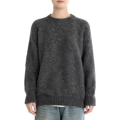 Tiernyueth Crew Neck Knit Sweater Solid Loose Stylish Korean Soft To the Perfect for and Simple Design for Fall and Winter Women's - Color, Fit,