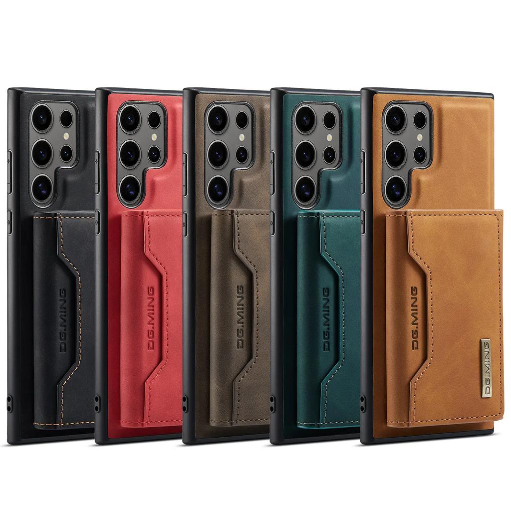Detachable Leather Magnetic Card Pocket Phone Case for S22 S23 S24 Plus Ultra, Luxury Wallet Case for Samsung S22 Ultra