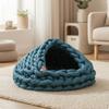 Casa Casetta Letto per Animali Domestici Intrecciata a Mano Nido per Gatti Grotta a Maglia Grossa per Gatti, Piccoli Animali Domestici, Interno, Soggiorno