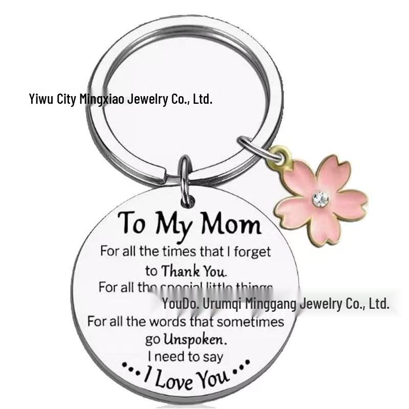 Stainless Steel Diamond Flower Keychain Gift for Mom or Daughter - Thanksgiving Edition