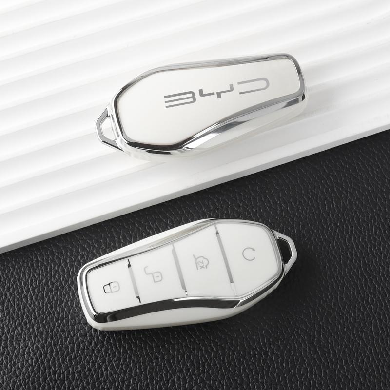 

Чехол из ТПУ для автомобильного ключа BYD Atto 3 Song Plus Seal Han EV Dolphin Qin Plus U Dmi Мягкая прозрачная защитная крышка для ключа Аксессуары серебро белый