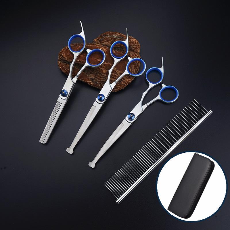 Professional Pet Grooming Scissors Set: Curved Trimming Shears for Dog Hair & Teddy Cuts