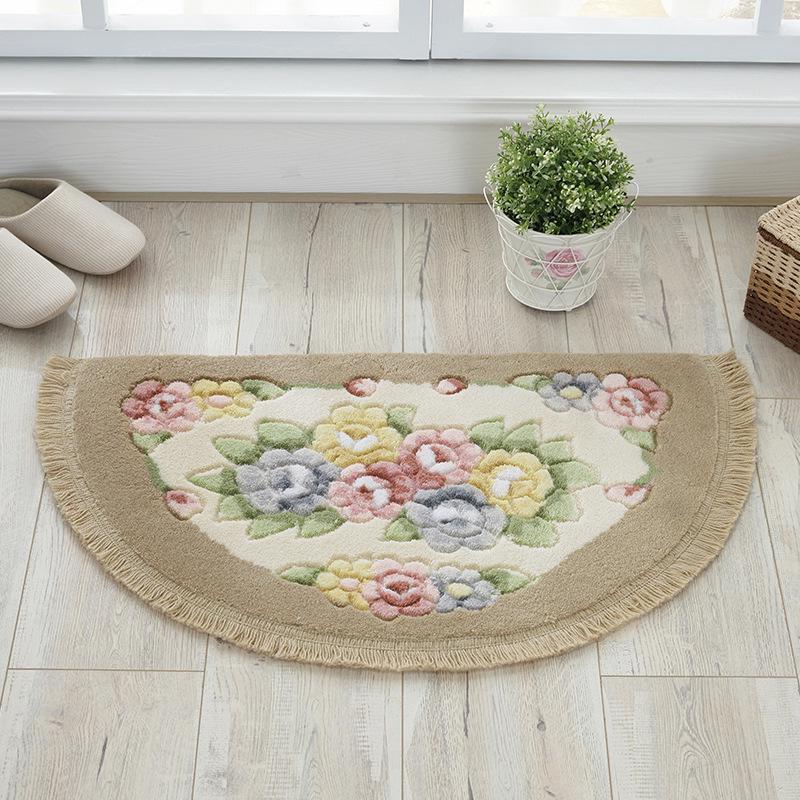Meixin Tassel Semicircle Anti-slip Water Absorbent Door Mat for Bedroom & Bathroom 40x60 cm