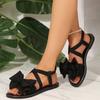 Fashion Women's Flat Sandals 2025 New Summer Beach Sandals Outdoor Lightweight Walking Flat Sandals for Women Bow Elastic Casual Sandal
