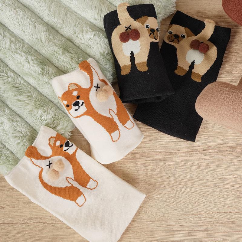 1 Paar Druck Bequem Mehrteilig Hautfreundlich Cartoon Warm Tier Ei Socken Leichtes Gefühl Bunt Niedlich Täglich Atmungsaktiv