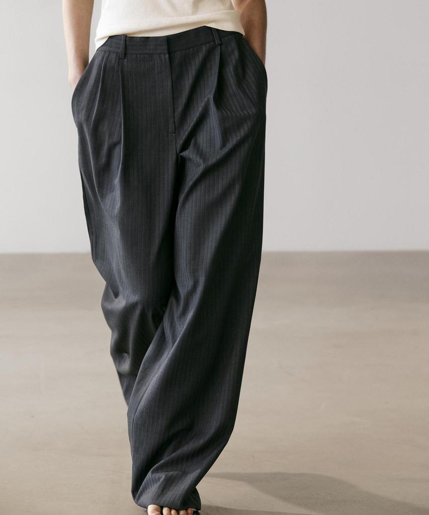Masimodutti Pinstripe Cool Wool Blend Suit Pants