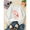 European sizes Crewneck Sweatshirt for Kids Featuring an Adorable Bunny with a Red Apple.   Perfect for Sports And Casual Outings