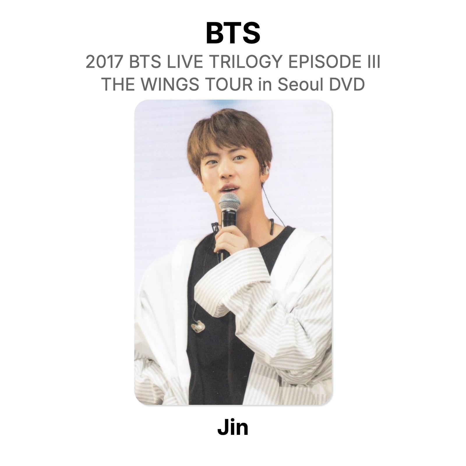 BTS 2017 BTS LIVE TRILOGY EPISODE III THE WINGS TOUR in Seoul DVD Official Photocard Jin