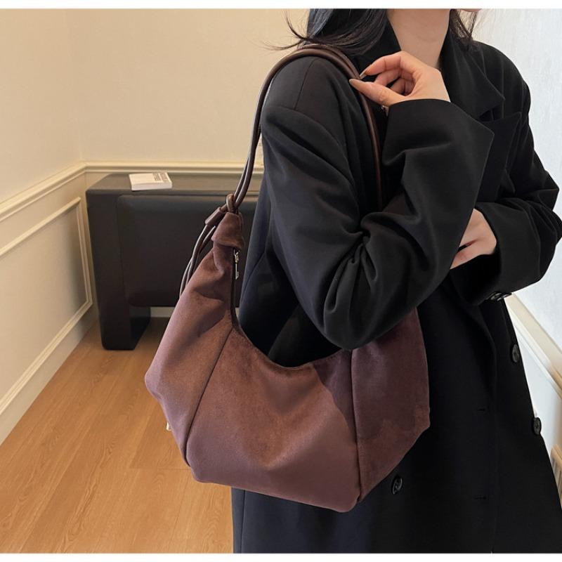 Suede Bag Women's Large-capacity New Autumn and Winter Matte Retro Shoulder Messenger Bag Dumpling Bag