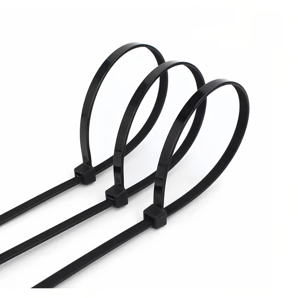 100 Black Nylon Cable Ties, High Tensile Strength, Uv Resistant, Fastening Loop Ties, Self-Locking, Suitable For Home And Office Wire Management