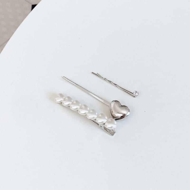 LILYKORI Love Heart Pearl Hairpin Set