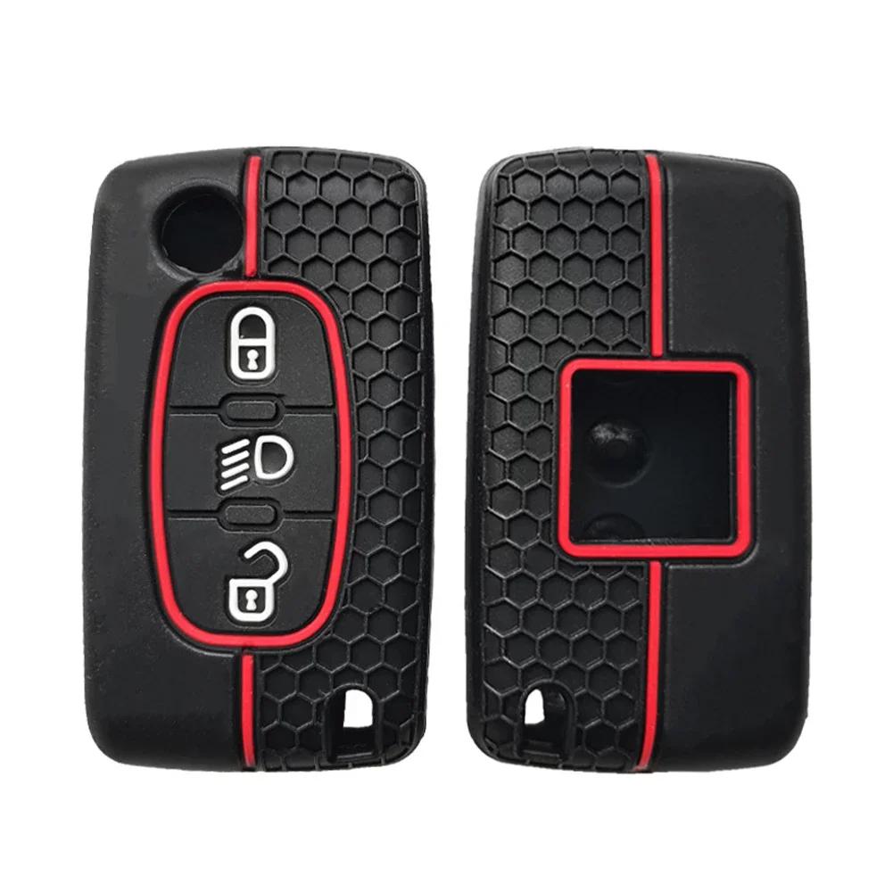2 Button Silicone Car Key Ring Cover Case Holder For Peugeot 206 308 3008 Expert Partner Citroen C3 Pluriel Picasso Berlingo
