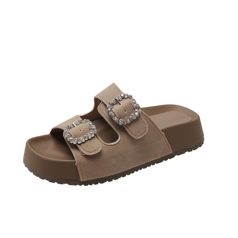 Fashion 2025 Crystal Women's Flats Slippers Fashion Platform Sandals New Summer Shoes Casual Beach Flip Flops Walking Shoes