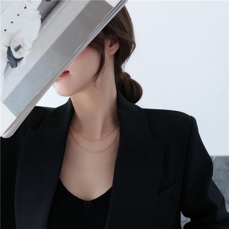 European & American Fashion Double Layer Snake Bone Clavicle Chain Necklace for Women - Trendy INS Thin Layered Jewelry
