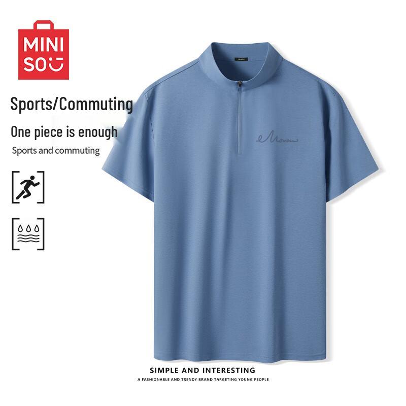 MINISO Men s Quick-Dry UPF50+ Sun Protection Half-Zip Polo T-Shirt L