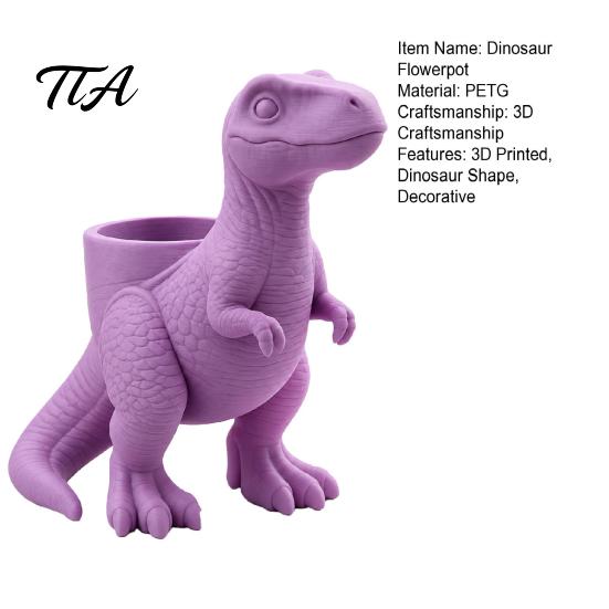 Flower Pot Decoration 3D Printed Dinosaur Planter Pot, Tyrannosaurus Rex Flowerpot for Succulents and Shape Holder Small Plants, Decorative