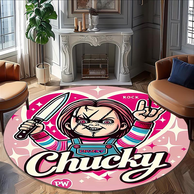 1pc Chucky3 Print Round Carpet Chair Round Carpet Suitable for Bedroom Living Room Home Decorative Carpet